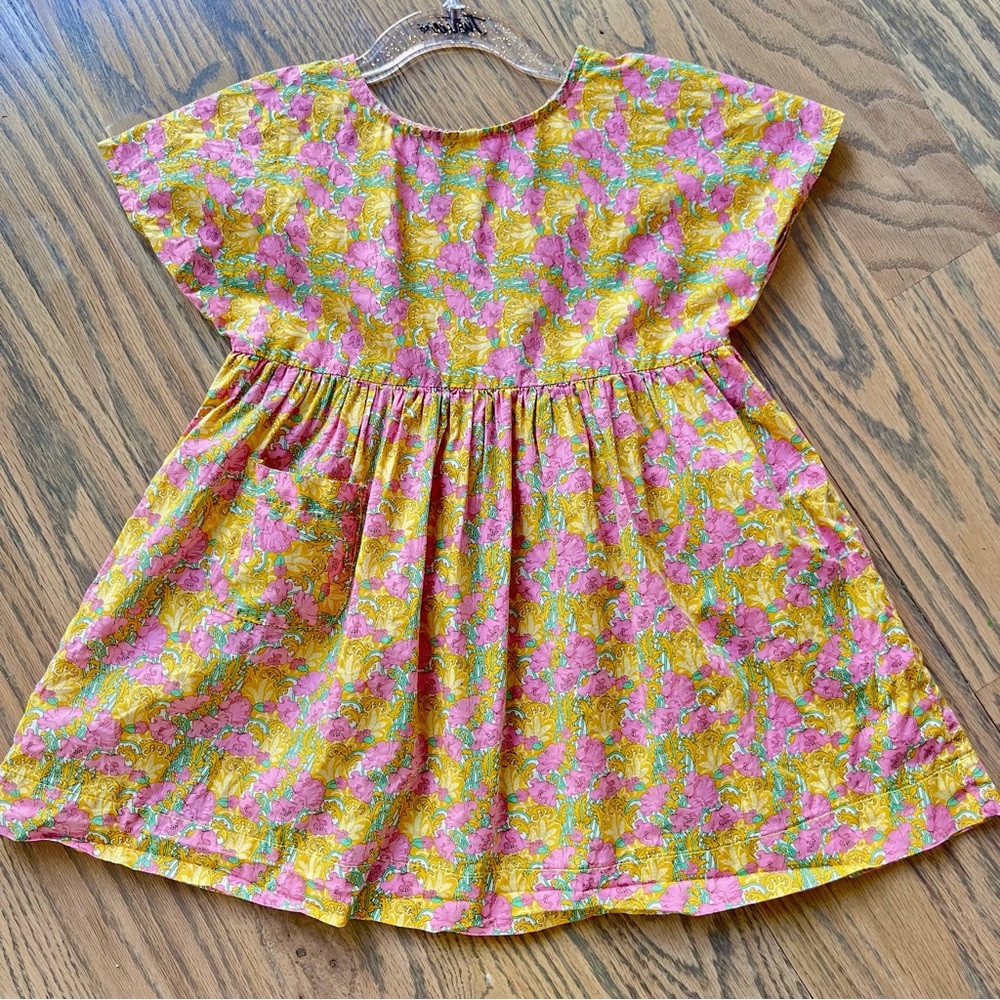 Petit Vilains Floral Pink and Yellow Kids Dress size 18-24month